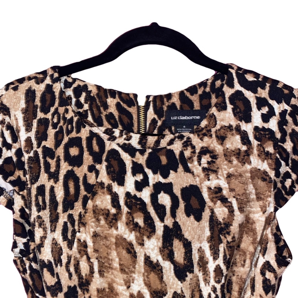 Liz Claiborne Sleeveless Dress Size 4 Leopard Print